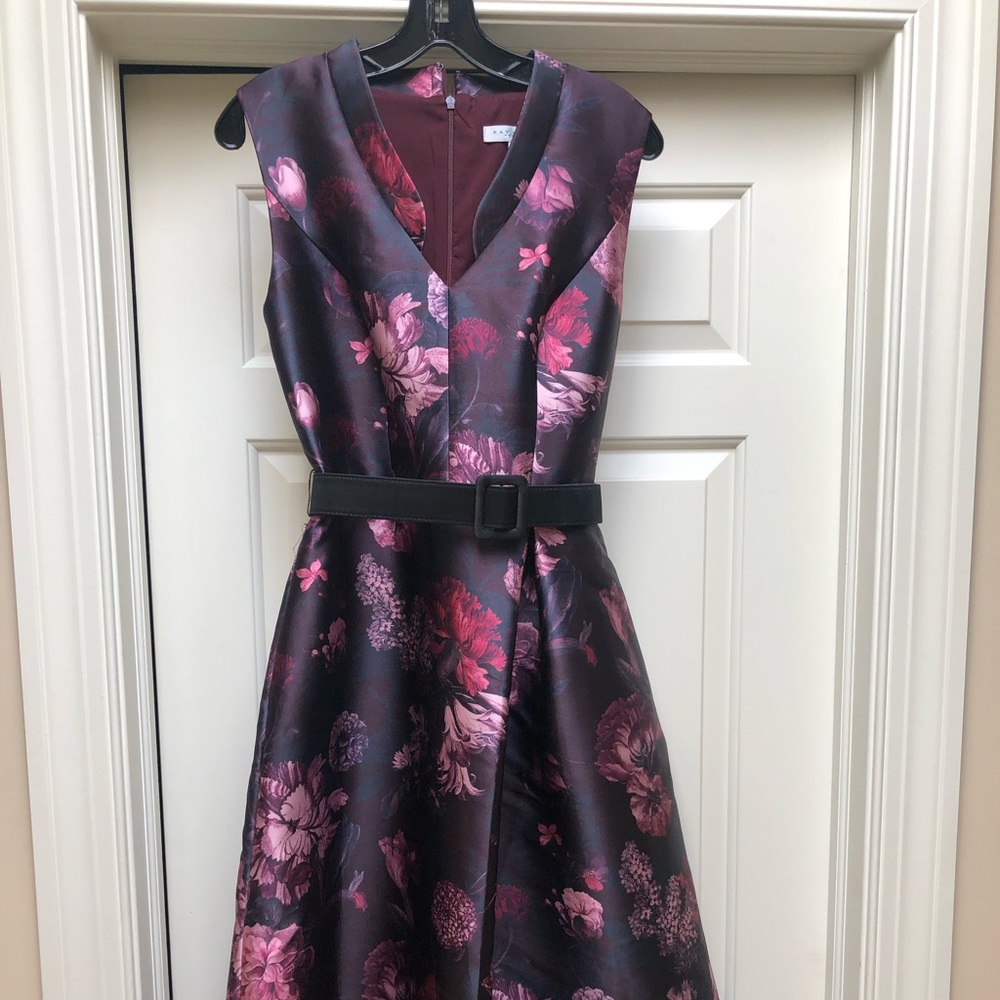 Kay Unger purple floral cocktail dress (size 8 altered to fit more like a 6.)